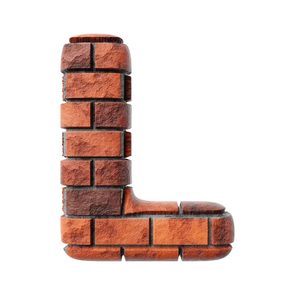 Bricks Letter Clean White Background Isolated Red Bricks Wall Render — стоковое фото