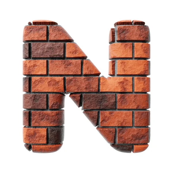 Bricks Letter Clean White Background Isolated Red Bricks Wall Render — Photo