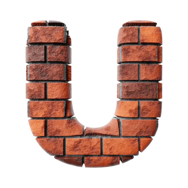 Bricks Letter Clean White Background Isolated Red Bricks Wall Render — Foto Stock