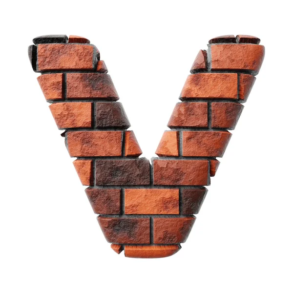 Bricks Letter Clean White Background Isolated Red Bricks Wall Render — Stok fotoğraf