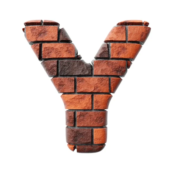 Bricks Letter Clean White Background Isolated Red Bricks Wall Render — Fotografie, imagine de stoc