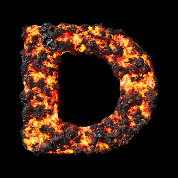 Lava Letter Clean Black Background Isolated Lava Coal Smoldering Letters — Stockfoto