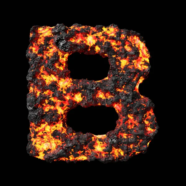 Lava Letter Clean Black Background Isolated Lava Coal Smoldering Letters — стоковое фото