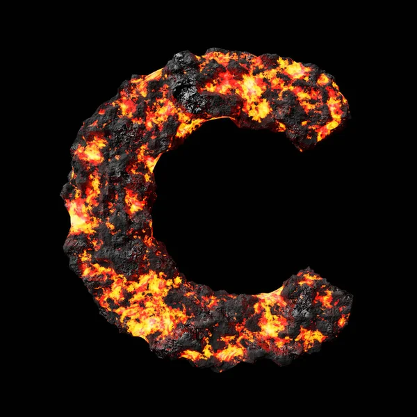 Lava Letter Clean Black Background Isolated Lava Coal Smoldering Letters — стоковое фото