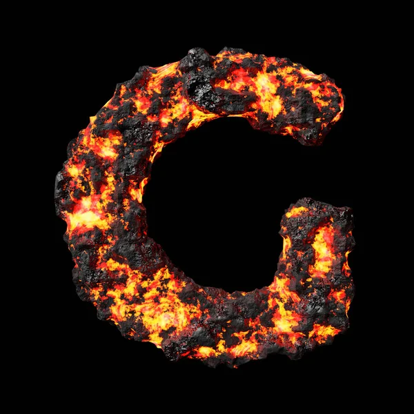 Lava Letter Clean Black Background Isolated Lava Coal Smoldering Letters — Stockfoto