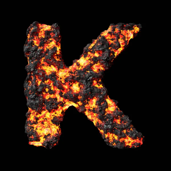 Lava Letter Clean Black Background Isolated Lava Coal Smoldering Letters — Photo