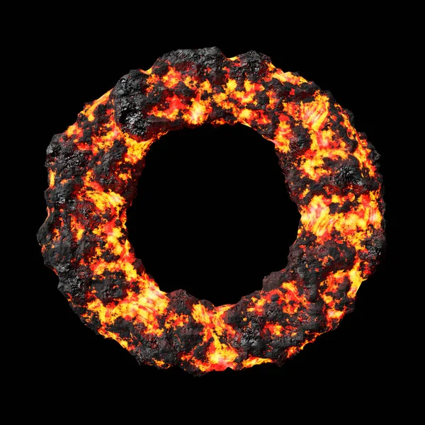 Lava Letter Clean Black Background Isolated Lava Coal Smoldering Letters — Stock Fotó