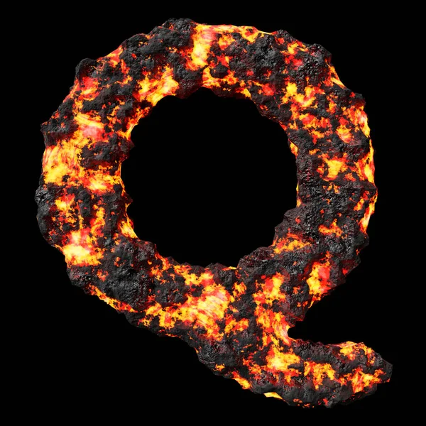 Lava Letter Clean Black Background Isolated Lava Coal Smoldering Letters — Stockfoto