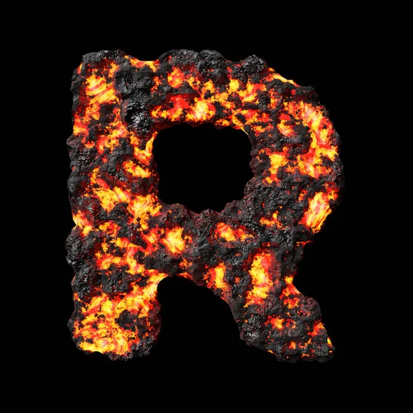 Lava Γράμμα Καθαρό Μαύρο Φόντο Απομονωμένη Λάβα Άνθρακα Smoldering Γράμματα — Φωτογραφία Αρχείου