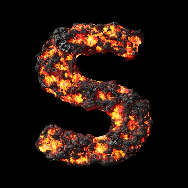 Lava Letter Clean Black Background Isolated Lava Coal Smoldering Letters — Photo