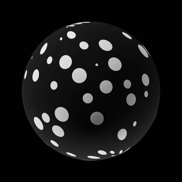 きれいな黒の背景にトレンディーな抽象的なパターンを持つ球 現実的なイラスト3Dレンダリング — ストック写真