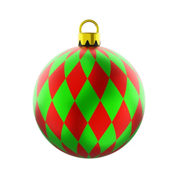 白い背景に隔離されたモダンなパターンで現実的なクリスマスボール クリスマスツリーの装飾 3Dレンダリング — ストック写真