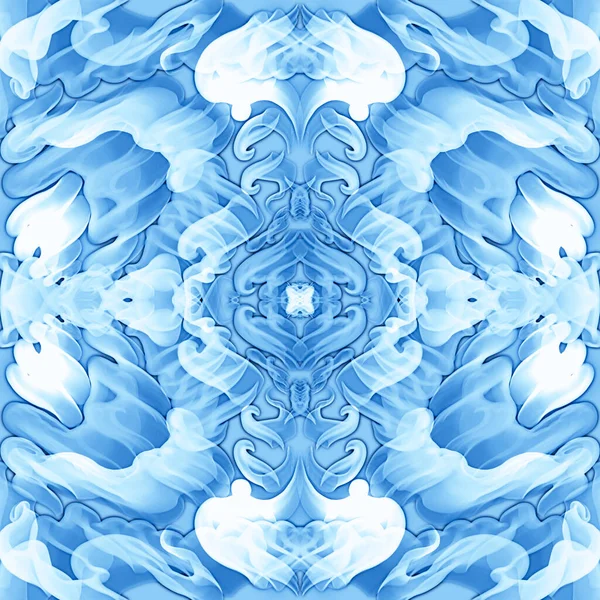 Μπλε Αφηρημένο Διακοσμητικό Στοιχείο Συμμετρικό Σχέδιο Ψυχεδελικό Ύφος Ζωγραφισμένο Στο — Φωτογραφία Αρχείου
