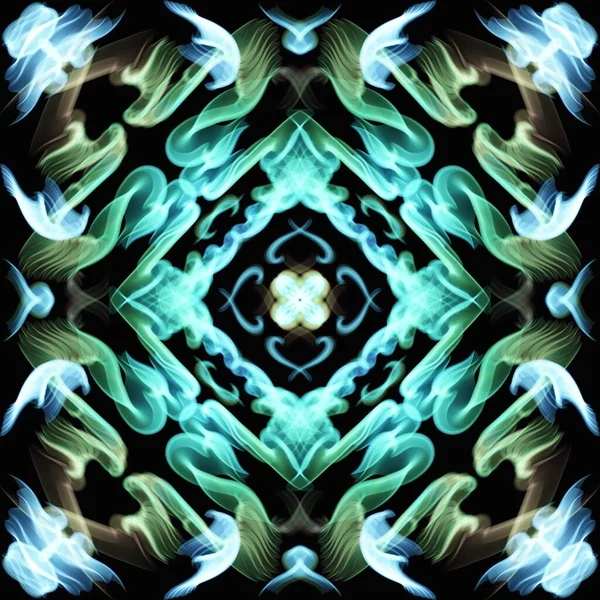 Multicolor Elemento Ormulticolor Elemento Ornamento Fondo Negro Abstracto Simétrico Patrón —  Fotos de Stock