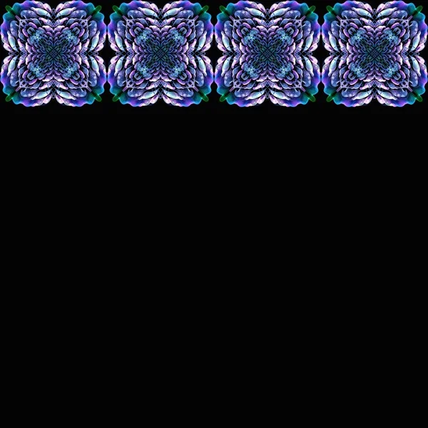 Multicolor Elemento Ornamento Fondo Negro Marco Borde Abstracto Simétrico Patrón —  Fotos de Stock