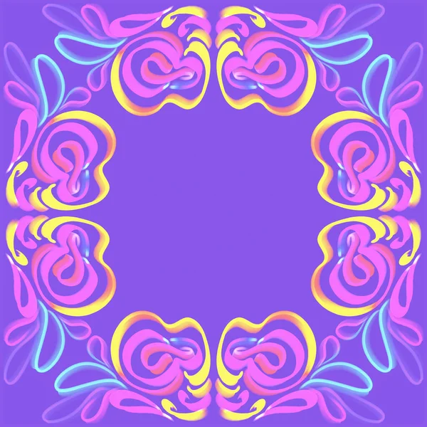 Pastel Decorative Frame Border Lilac Background Symmetrical Ornament Decoration Banners — Stock Photo, Image