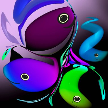 Sürrealizm, soyut, illüstrasyon, gradyan, arkaplan, çok renkli, üç boyutlu, figürler, fantezi, poster