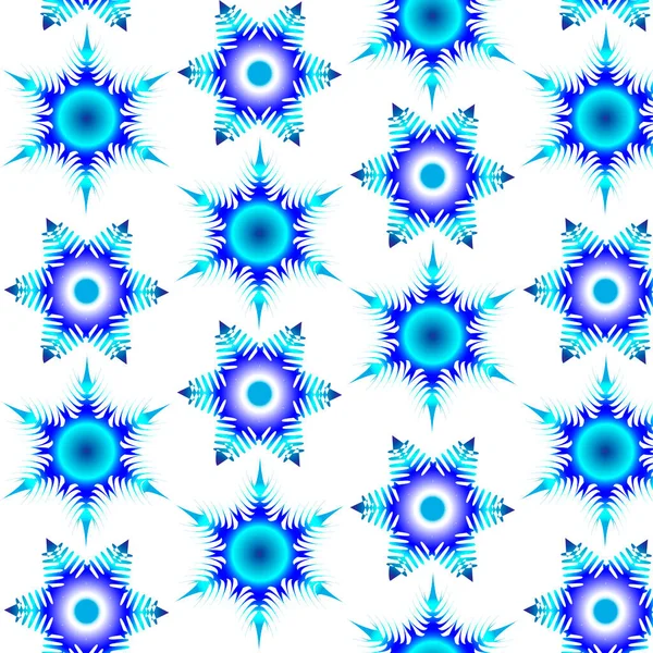 Blue Neon Snowflakes Light Background Christmas Pattern Vector Illustration Gift — Stock Vector