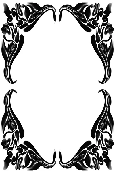 Black Floral Frame Border White Background Hand Drawn Design Banners — Stock Photo, Image