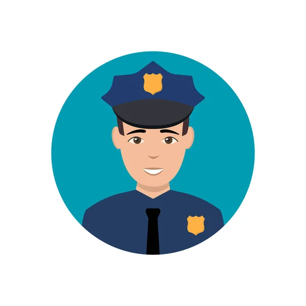 Polisman Avatar Illustration Trendiga Polis Ikonen Platt Stil — Stock vektor