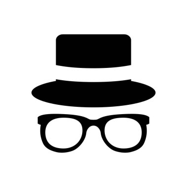 Aracısı simgesini. Güneş gözlüğü casus. Şapka ve gözlük