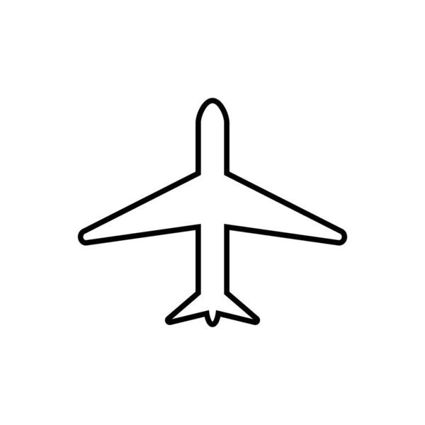 Ikona Letadla Plochá Vektorová Ilustrace Černé Bílém Pozadí — Stockový vektor