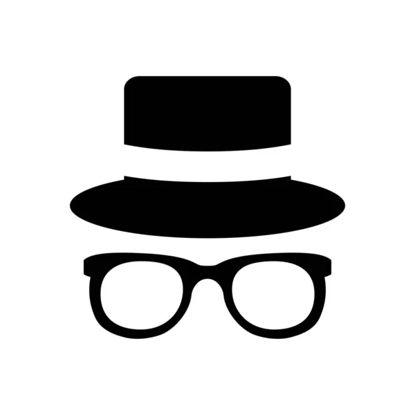 Icono Del Agente Gafas Sol Espías Sombrero Gafas — Vector de stock