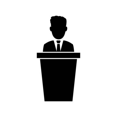siyah hoparlör simgesi. tribün vektör çizim konuşan hatip