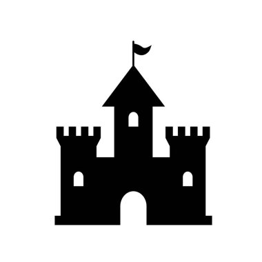 Vektör Kalesi Simgesi. Beyaz arka planda düz tabela. Vektör