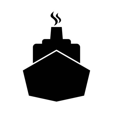 Gemi simgesi düz. Beyaz arka planda siyah resim. Vektör illüstrasyon sembolü