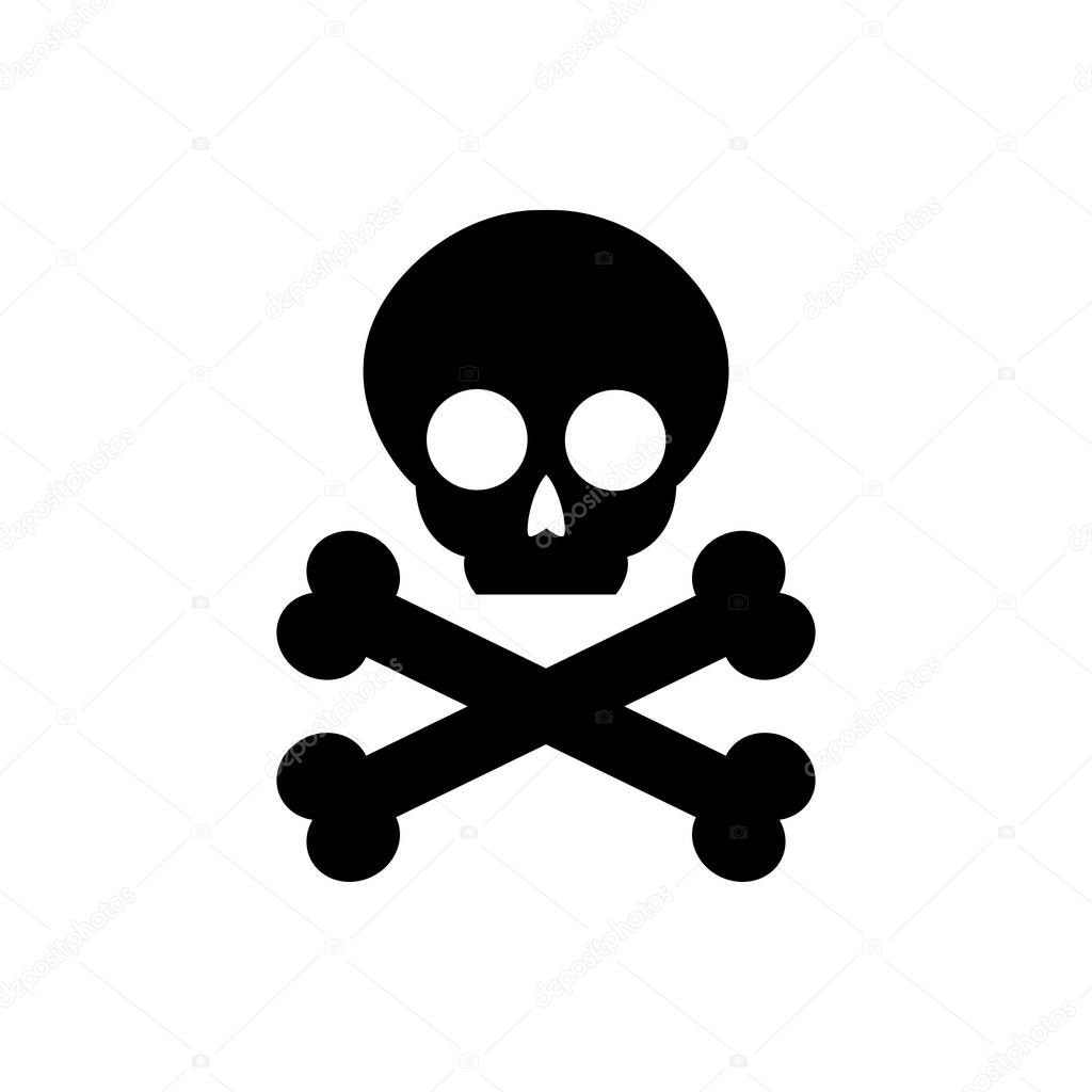Crossbones, death skull, danger or poison flat icon for apps and websites