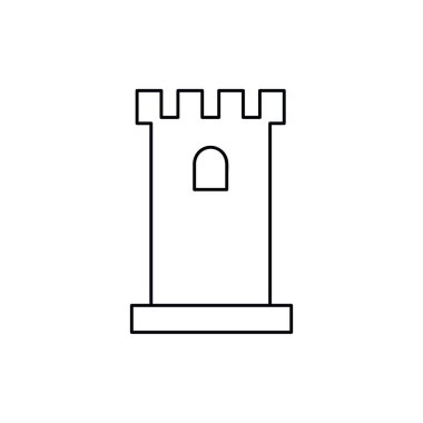 Kale kulesi ikonu. Bina, dönüm noktası, kale. Ortaçağ konsepti. Turizm, turizm, mimari, oyun gibi konular için kullanılabilir