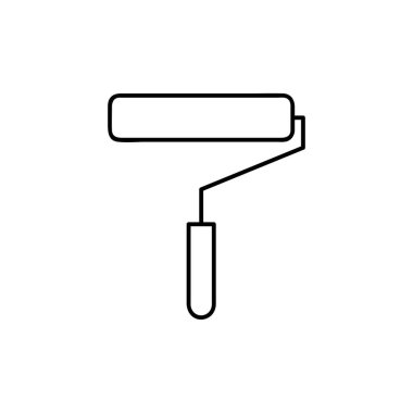 Boya silindiri simgesi. Boya Fırçası aracı oturum. Doğrusal anahat düğmesini. Vektör