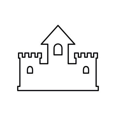 Kale ikonu. Beyaz arkaplanda vektör grafikleri, doğrusal desen, 10 birim.