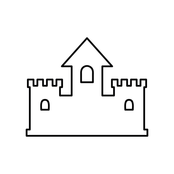 Icono Del Castillo Gráficos Vectoriales Patrón Lineal Sobre Fondo Blanco — Archivo Imágenes Vectoriales