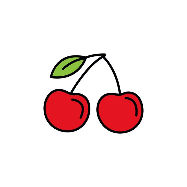 Kirschsymbol Vektorfrucht Illustration Süßkirschen Frische Gesunde Kirschen — Stockvektor