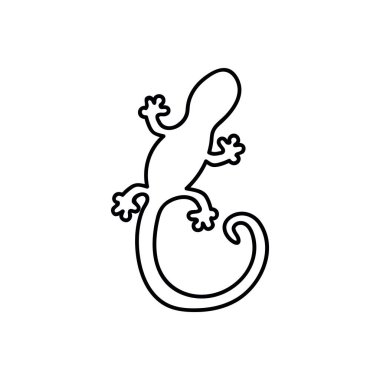 Çöl ana hatları koleksiyonundan doğrusal kertenkele simgesi. İnce çizgi kertenkele ikon vektörü beyaz arkaplanda izole edildi. Moda illüstrasyonu