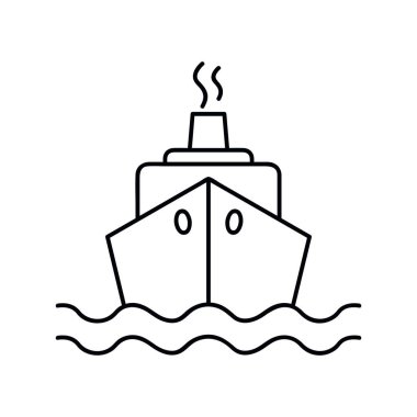 Gemi gemisi çizgisi simgesi. Beyaz arkaplanda vektör grafikleri, doğrusal desen, 10 birim.