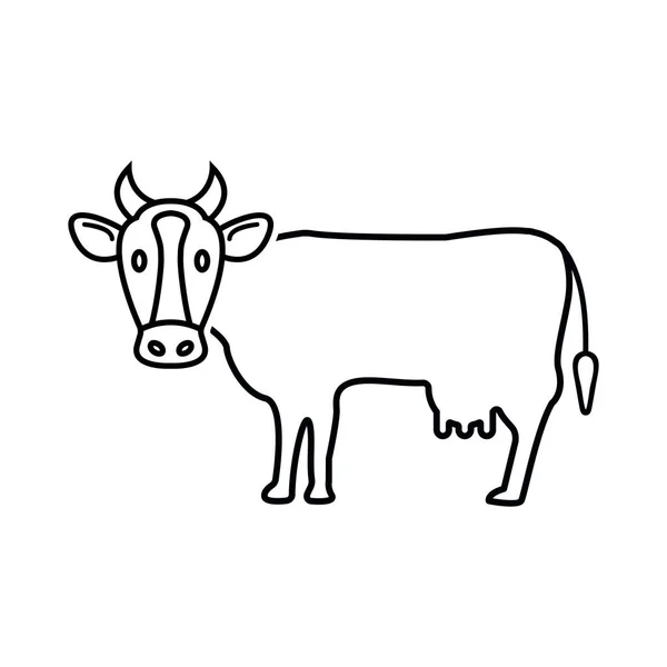 Cow Farm Animal Line Icon Vector Graphics Linear Pattern White — Stock Vector