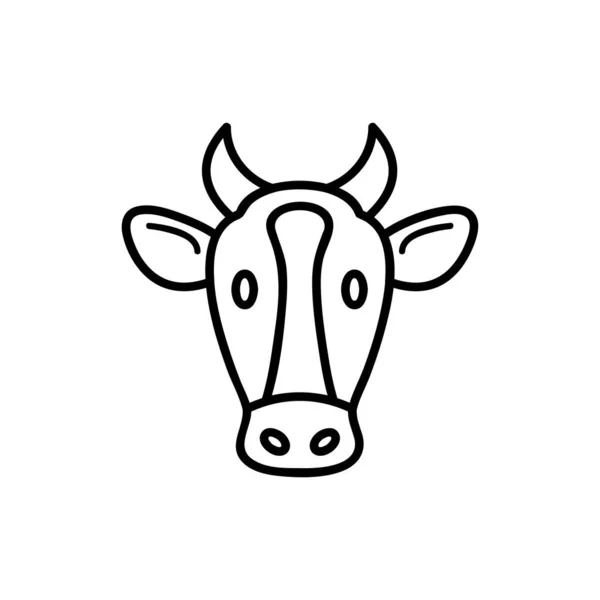 奶牛扁平图标 单个高质量的动物轮廓符号 用于网页设计或移动应用 设计标志 参观卡等用奶牛细线标志 — 图库矢量图片