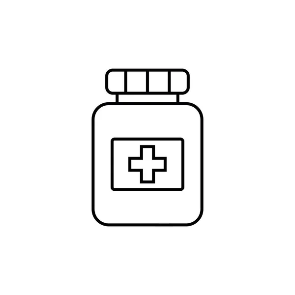 Μπουκάλι Ιατρικής Σταυρό Σύμβολο Απομονωμένο Εικονίδιο Γραμμής Διανυσματικά Γραφικά Ένα — Διανυσματικό Αρχείο