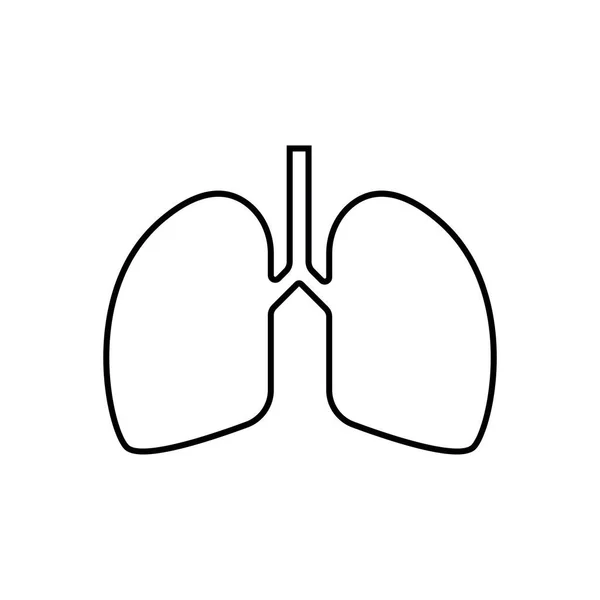 白背景图上的肺图标 呼吸线形符号 矢量图 — 图库矢量图片