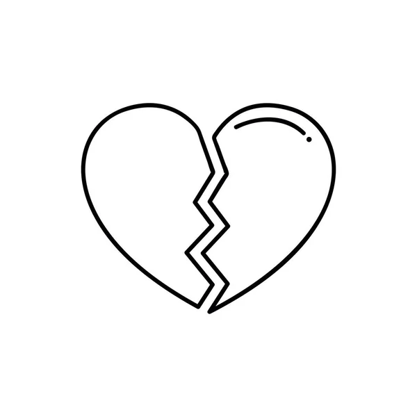Kırık Kalp Çizgisi Ikonu Mza Sembol Aşk Sona Erer Evlilik — Stok Vektör