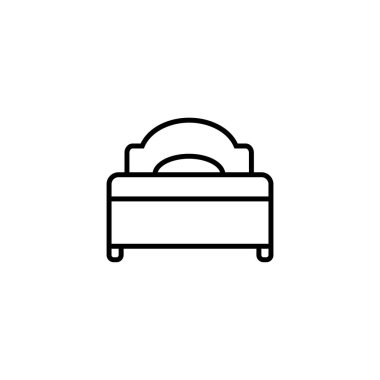 Tek kişilik yatak. doğrusal simge. Vektör illüstrasyonu, EPS10.