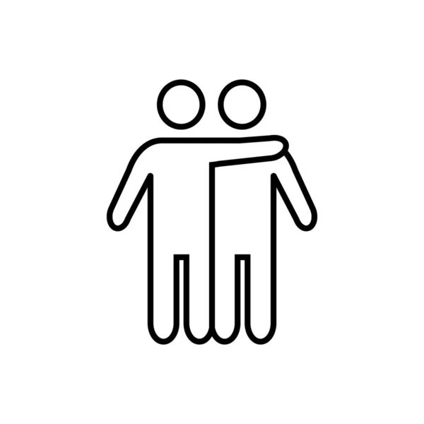 白を背景に隔離された流行のフラットスタイルで友人ラインアイコン あなたのウェブサイトのデザイン アプリ Uiのための友人抱擁のシンボル ベクターイラスト Eps10 — ストックベクタ