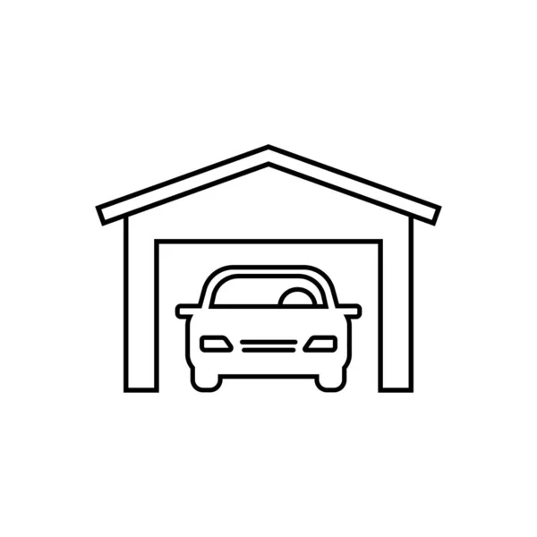 Carro Garagem Ícone Plano Fundo Branco —  Vetores de Stock