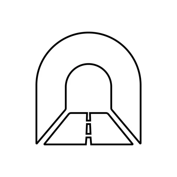Tunel Linia Ikona Wektor Znak Zarys Styl Liniowy Piktogram Białym — Wektor stockowy