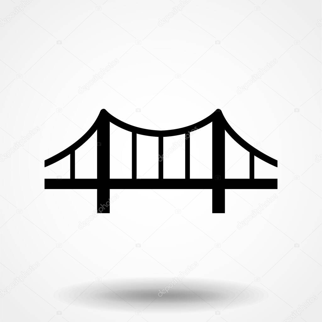 Bridge icon vector. Building symbol. Architecture pictogram, flat vector sign isolated on white background. Simple vector illustration for graphic and web design.