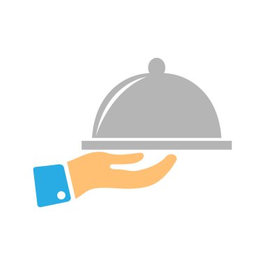 Gıda tabağı hizmet işareti simgesi - restoran işareti, gıda servis illüstrasyon