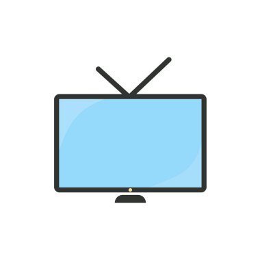 Beyaz arka plan üzerinde izole trendy düz tarzı TV simgesi. Web sitesi tasarımı, logo, app, kullanıcı arabirimi için televizyon sembolü. Vektör çizim, Eps10.